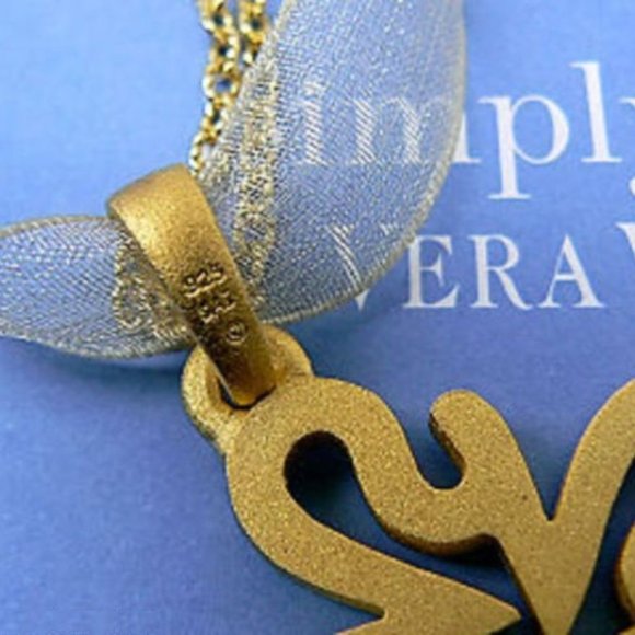 VERA WANG 18KT Gold over Silver Logo Signature Nec - Picture 5 of 10